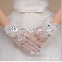 Hochzeit Hand Handschuhe Elegante kurze Rhimestone Fingerlose Spitze Braut Handschuhe für Hochzeit